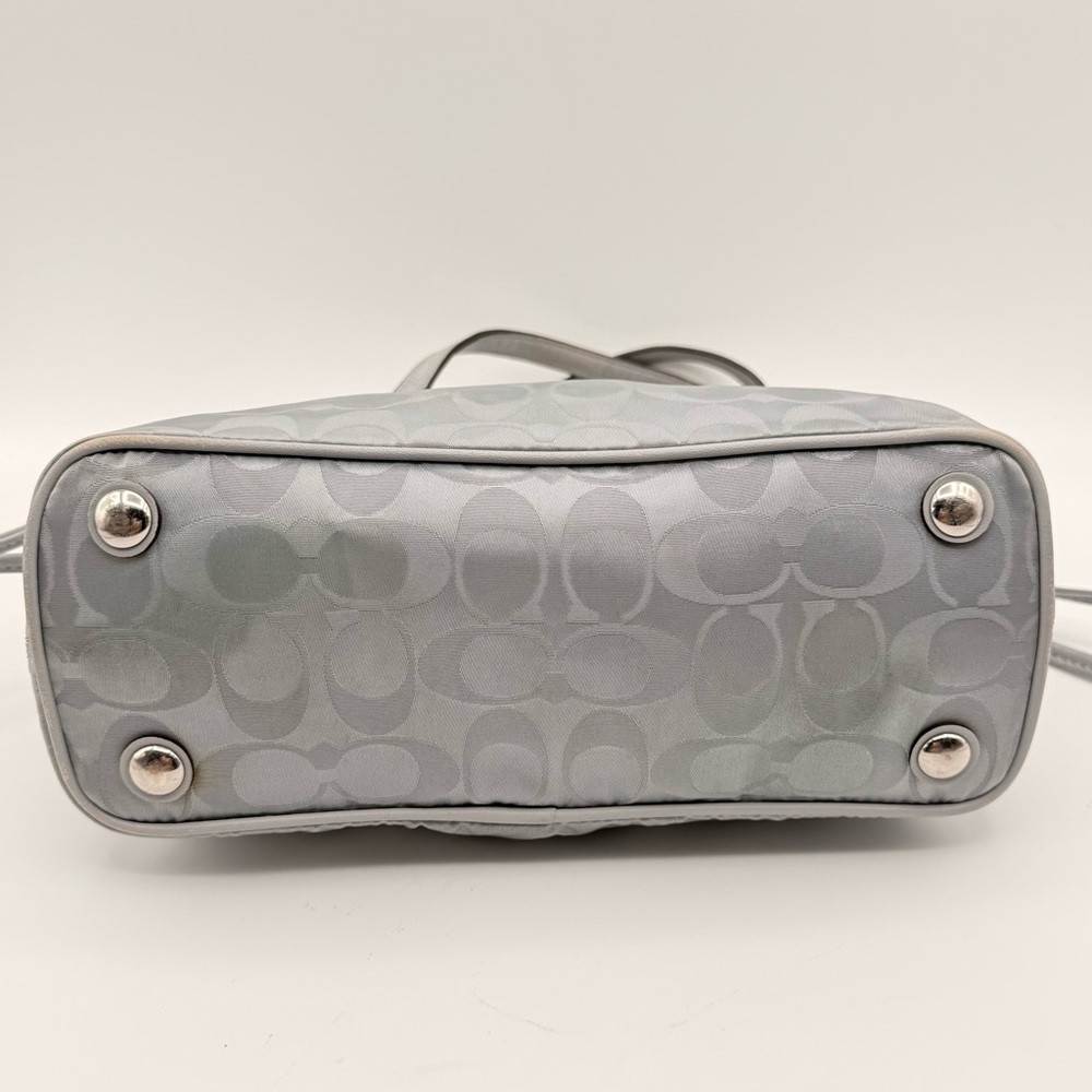 Coach Signature C Gray Leather Trim Satchel Purse Bag Shoulder Tote Handbag - Picture 5 of 15